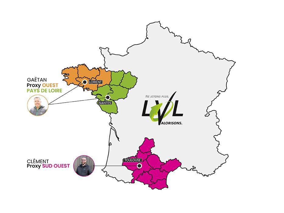 Carte de France des services de collecte de cartouche d'imprimante de proximité : LVL Proxy